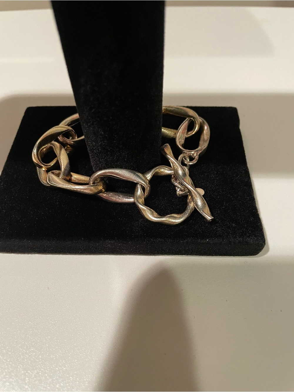 QVC Two-Tone Twisted Link Toggle Bracelet